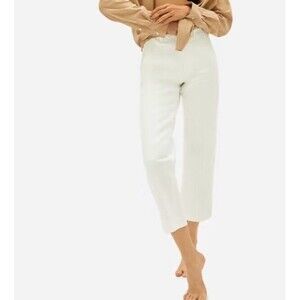 Everlane Cropped Straight Pants Bone White Size 2 New Womens Denim Preppy Office